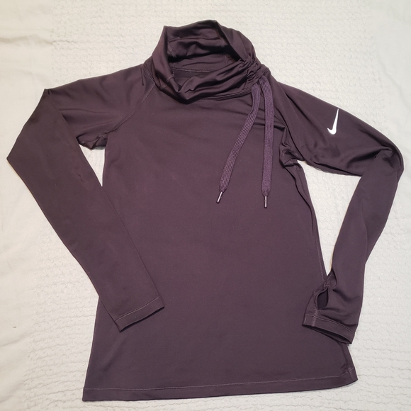 Nike Therma-FIT Cowl Neck Running Top - Eggplant/Plum - Size Large - Picture 2 of 9